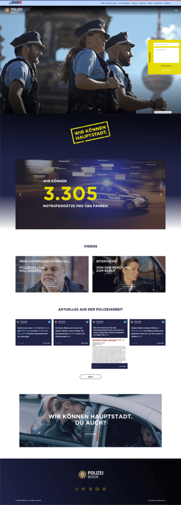 Webseite der Polizei Berlin im Rahmen der "Wir können Hauptstadt" Kampagne von glow