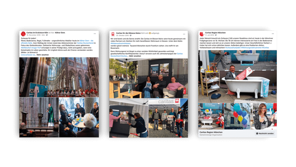 Social Media Beiträge der Kampagne gegen Wohnungsnot für die Caritas von glow