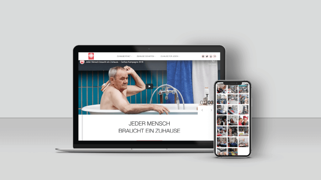 Mockups der "Zuhause" Kampagne für die Caritas von glow.