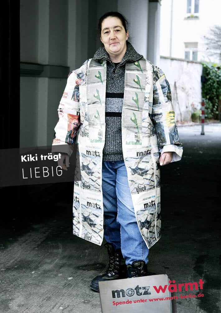 Ein Wärmemantel aus motz Zeitung von Liebig konzipiert.