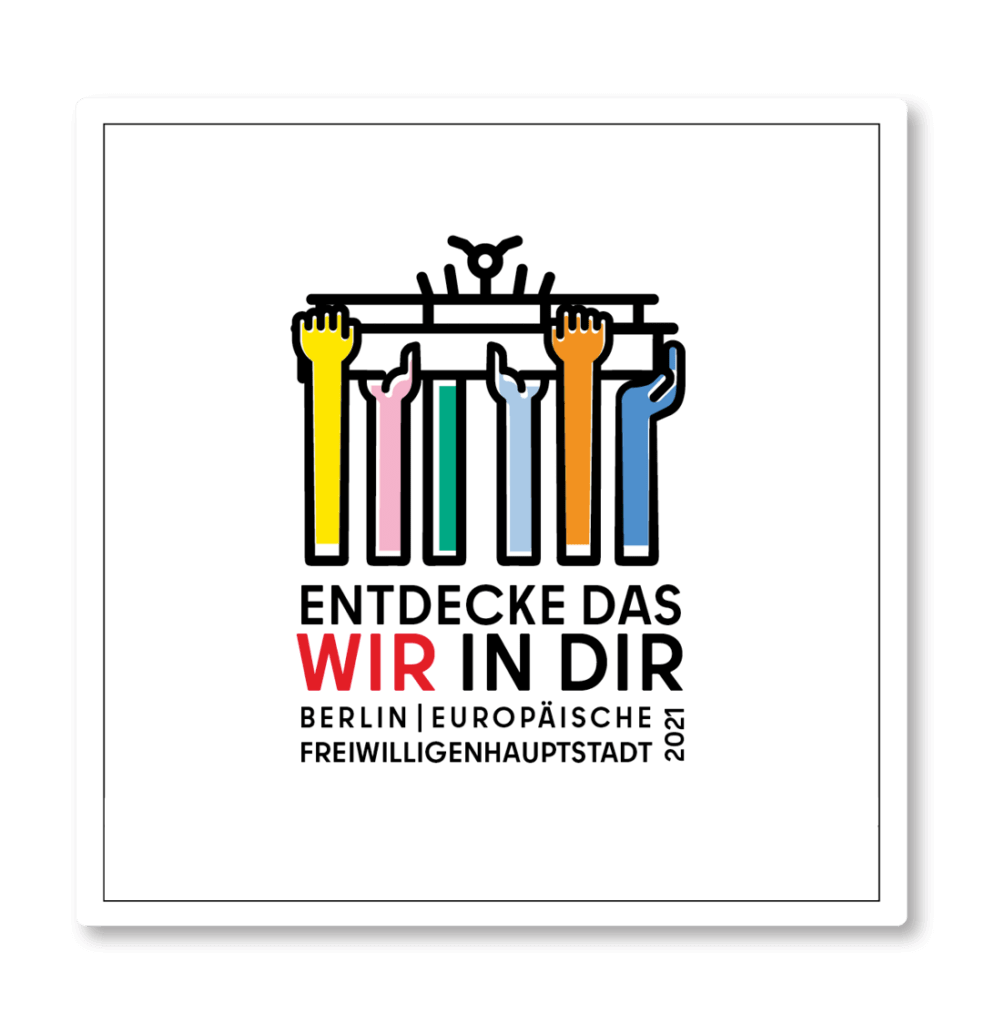Logo für die Kampagne "Europäische Freiwilligenhauptstadt 2021" des Berlin Partners, entwickelt von glow
