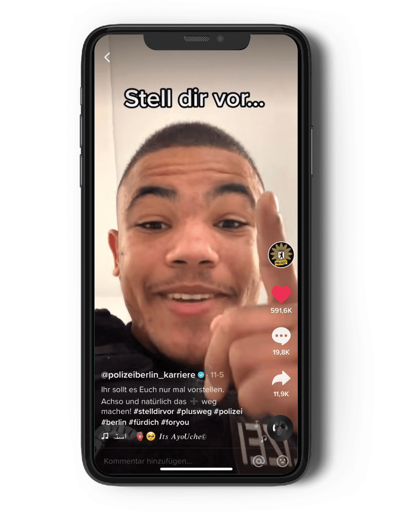 Einblick in das virale TikTok Video der Polizei Recruiting Kampagne von glow