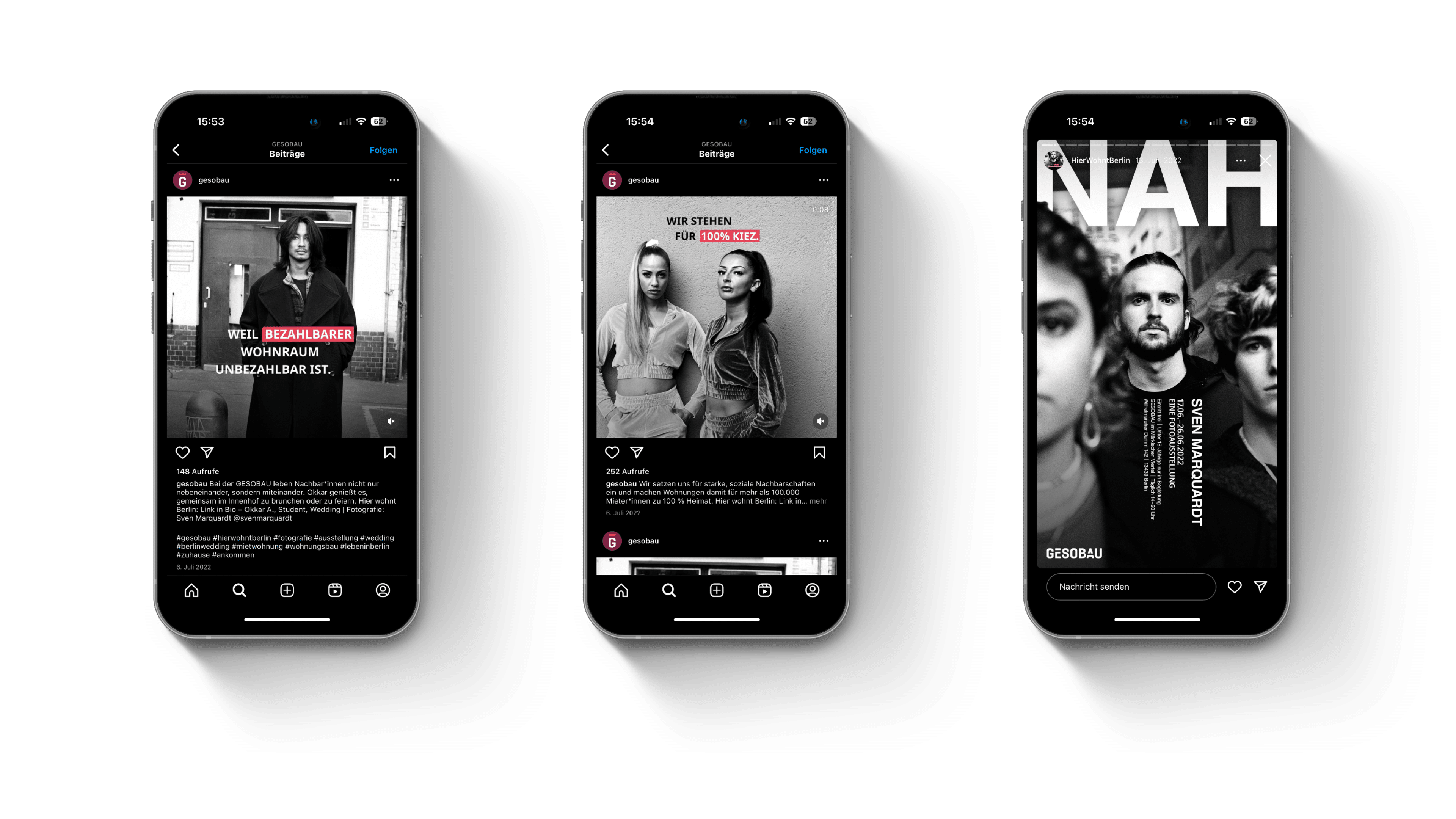 Gesobau Social Media Beiträge, Smartphone Mockups