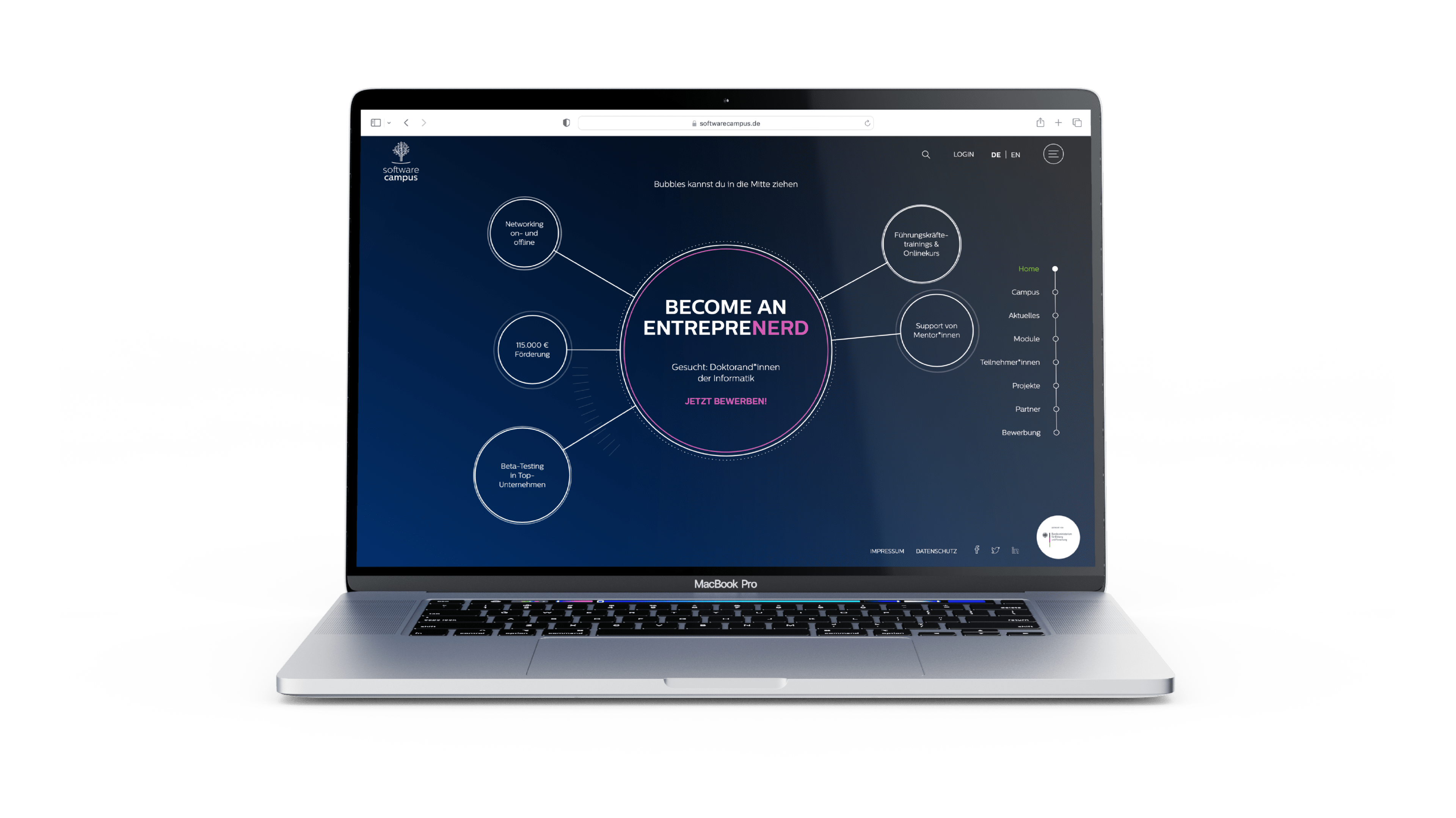Software Campus Mockup am Laptop
