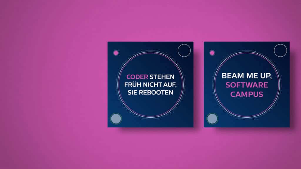 Plakate für den Software Campus mit kreativen Texten