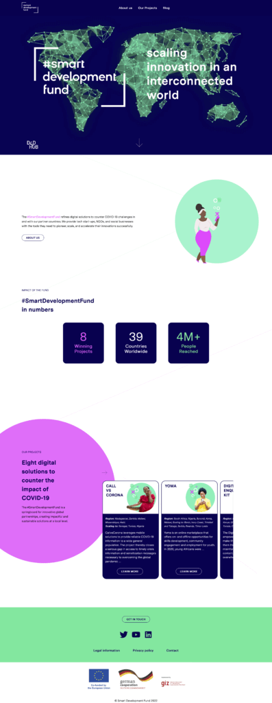 Die Startseite des GIZ SmartDevelopment Fund