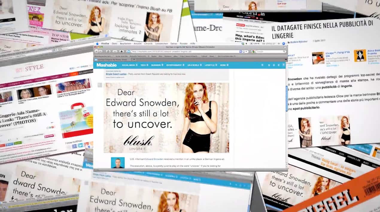 Presse-Reaktionen zur blush Snowden-Kampagne von glow 2015