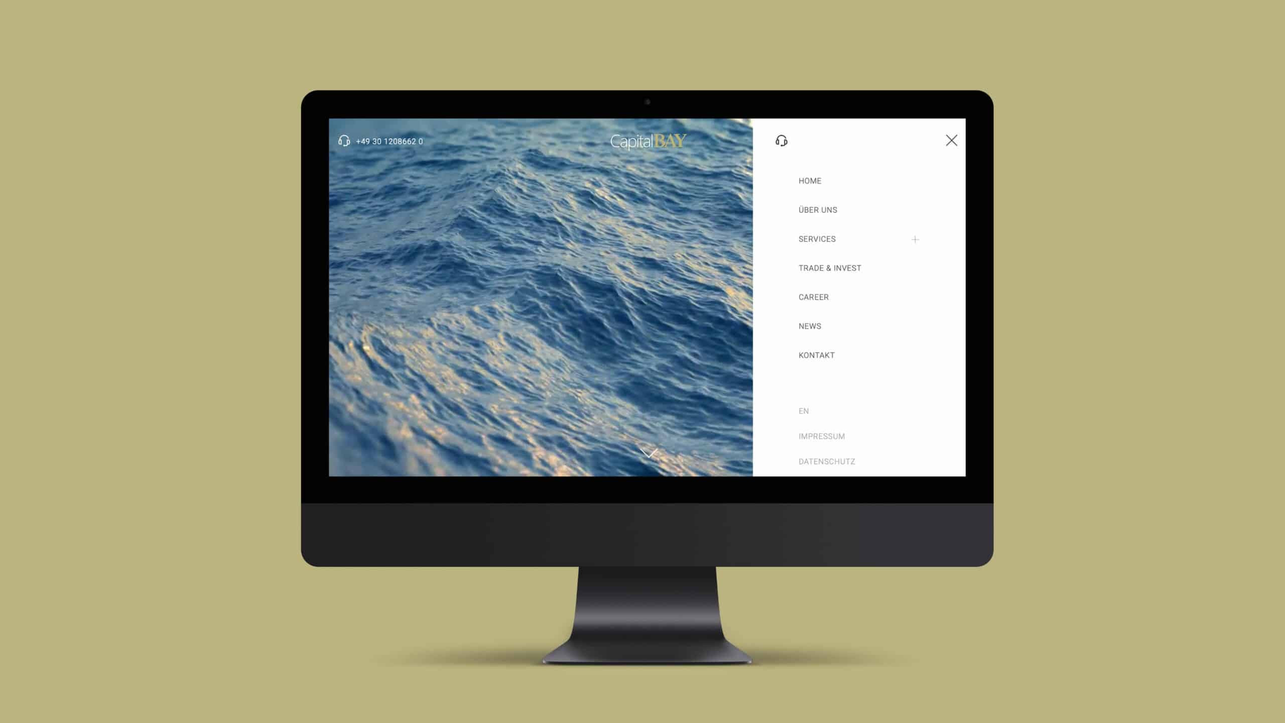 Ausschnitt der neuen Webseite von Capital Bay. Design und Programmierung stammen von der Berliner Werbeagentur glow.