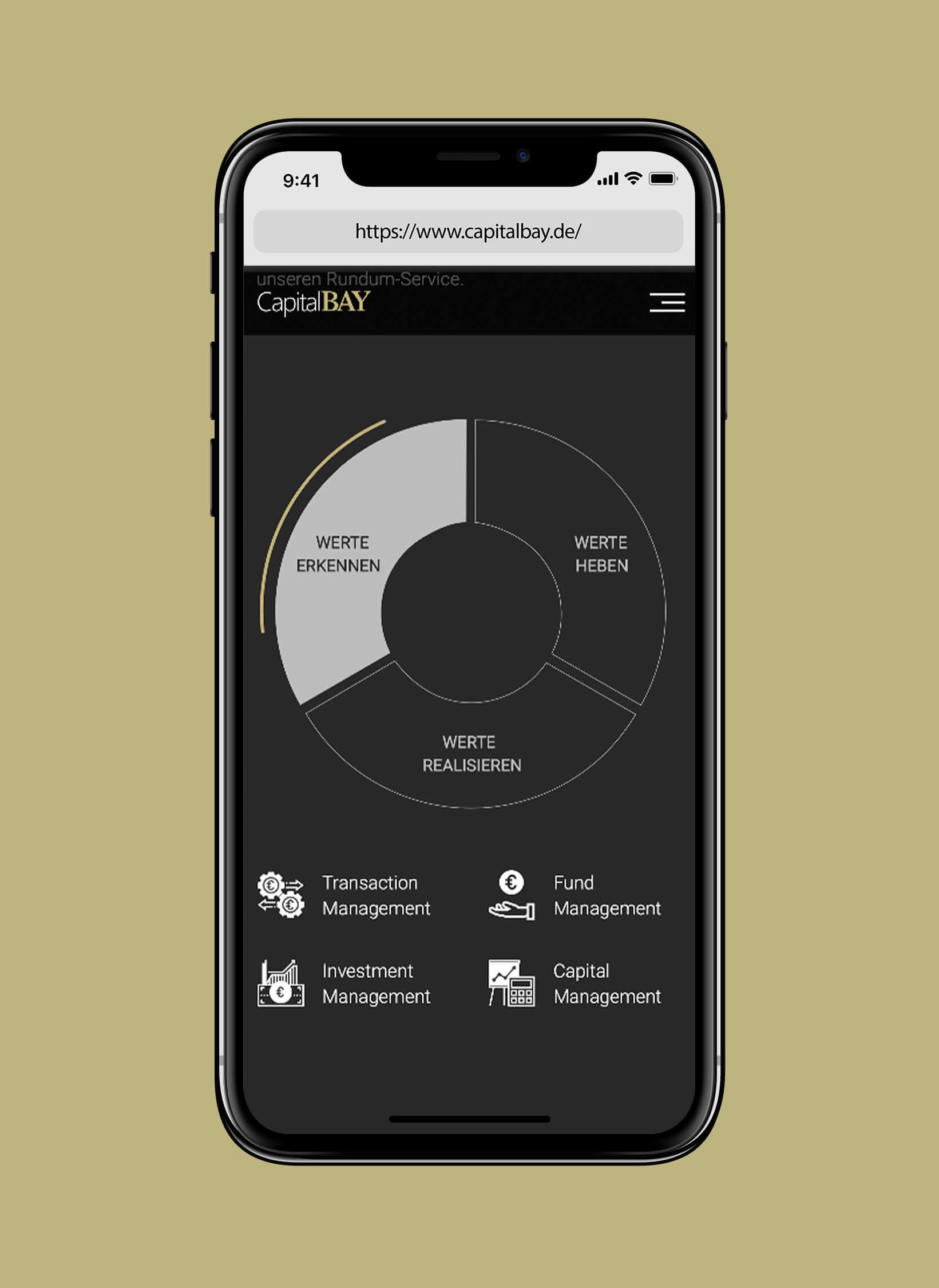 Ausschnitt der neuen Webseite von Capital Bay. Design und Programmierung stammen von der Berliner Werbeagentur glow.