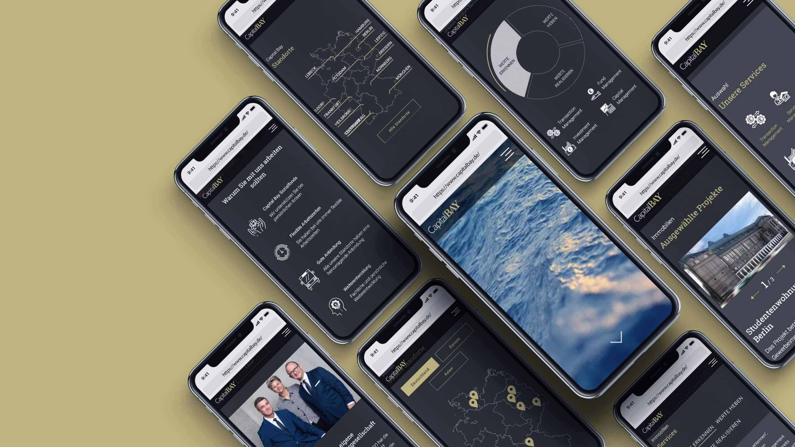 Einblicke in die neue Webseite von Capital Bay. Design und Programmierung stammen von der Berliner Werbeagentur glow.