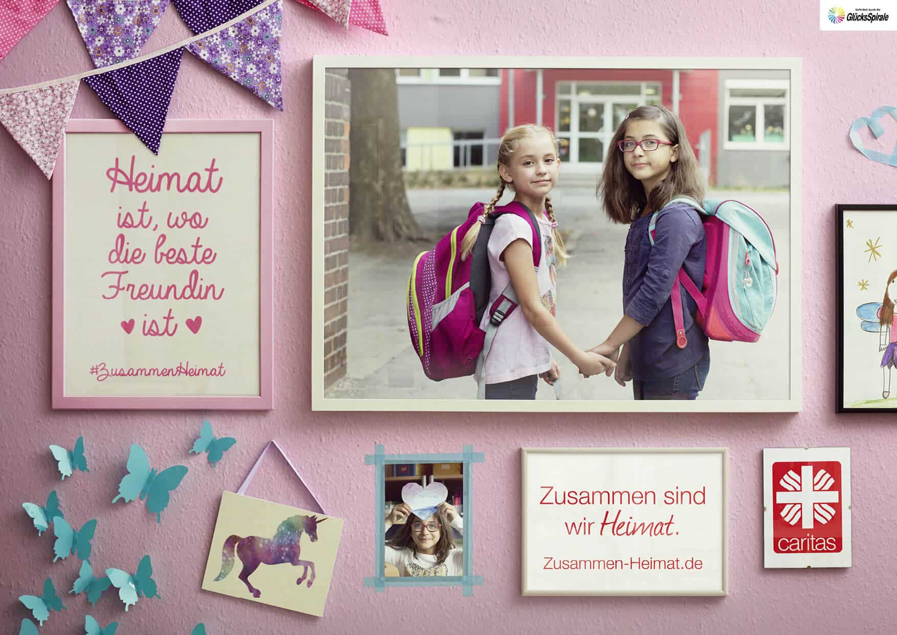Caritas Plakat zum Thema Heimat und Freundschaft