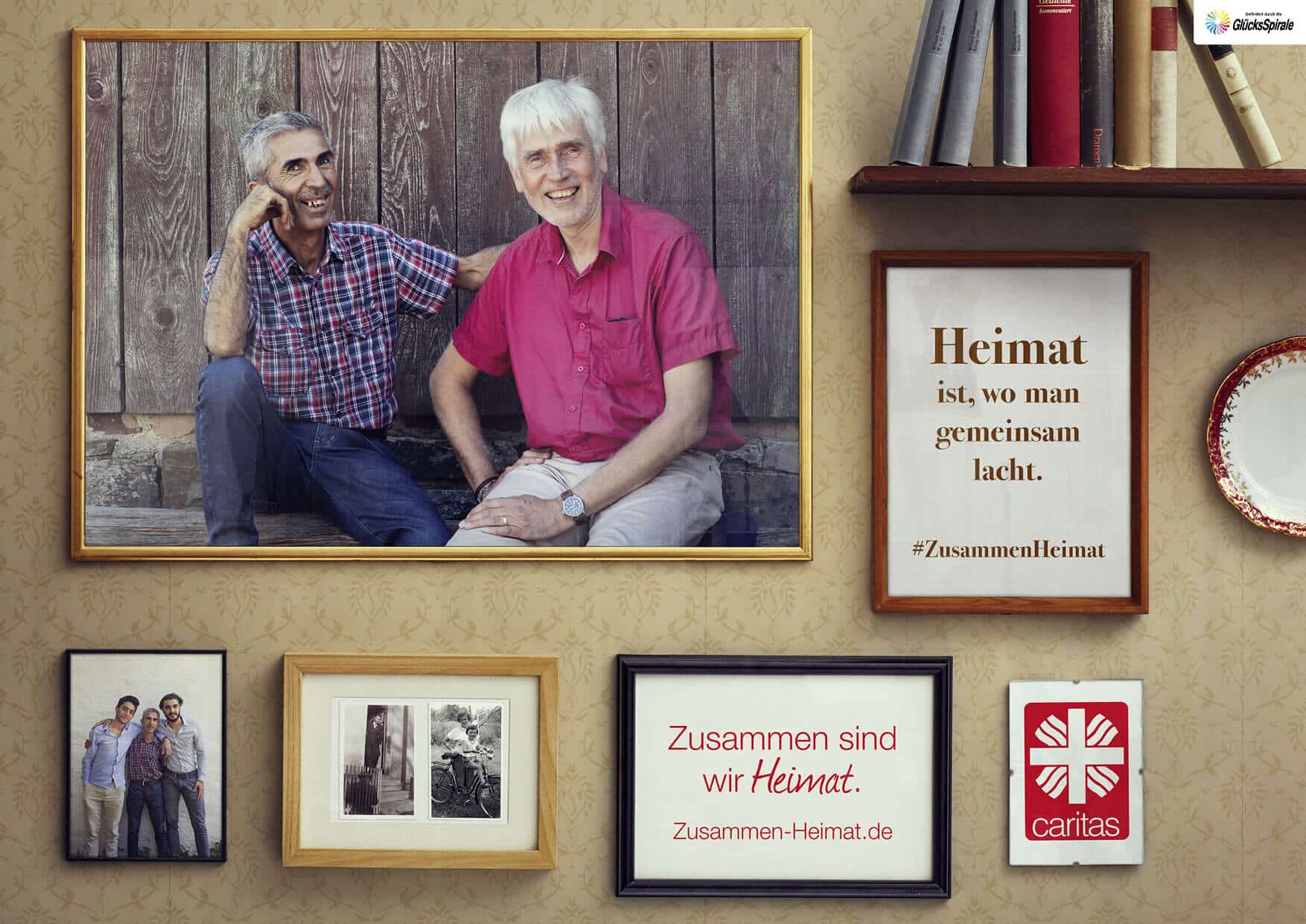 Caritas Plakat zum Thema Heimat und Lachen