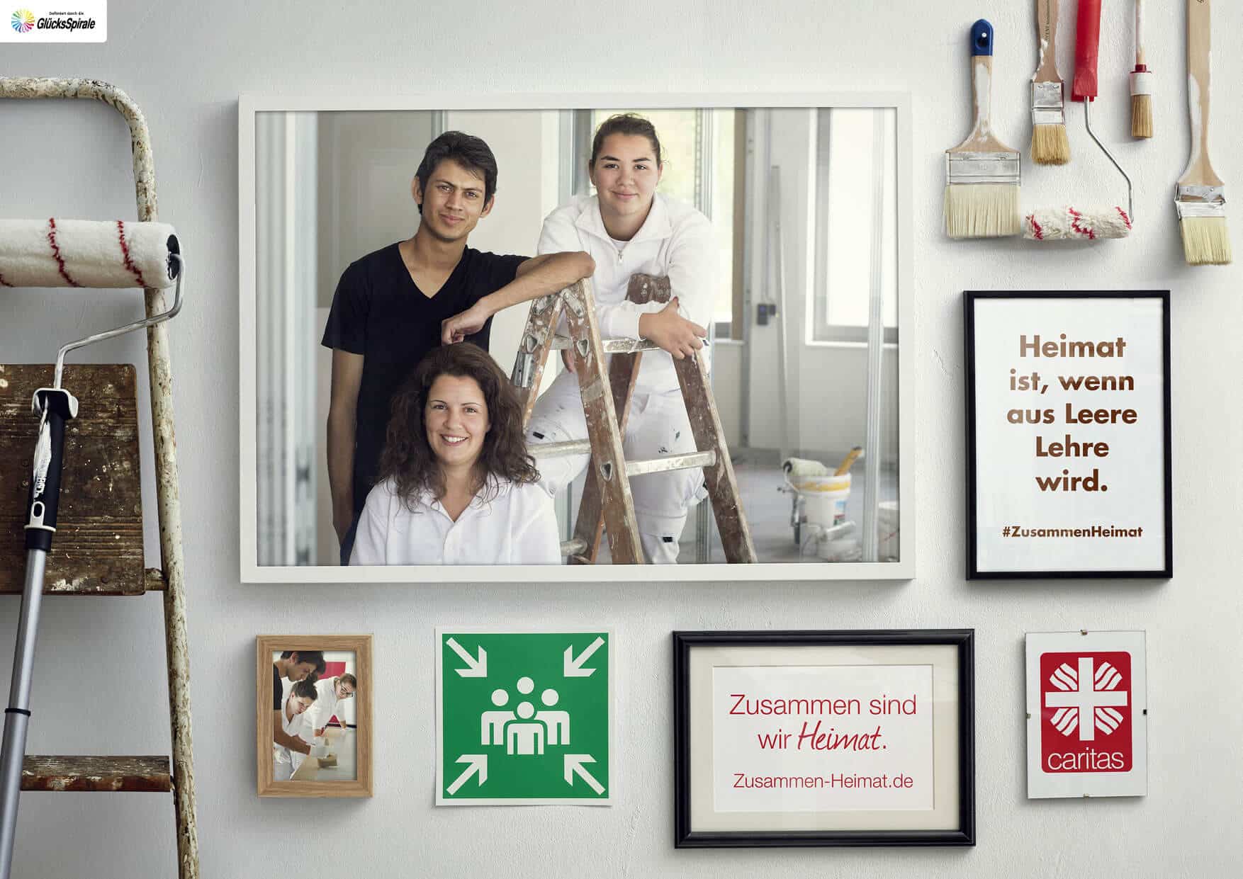 Caritas Plakat zum Thema Heimat und Beruf