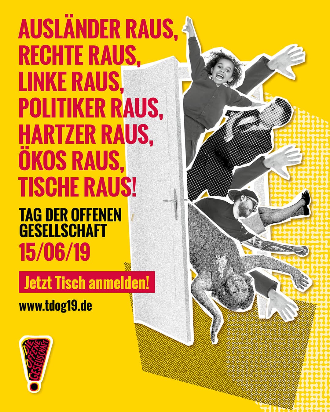 Plakat zum Tag der offenen Gesellschaft "Rausgehen"