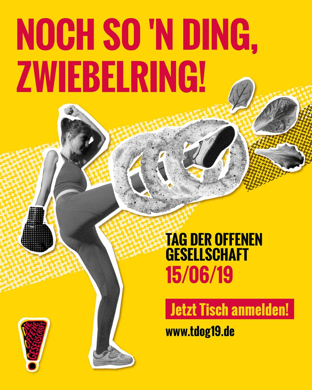Plakat zum Tag der offenen Gesellschaft "Noch so'n Ding, Zwiebelring"